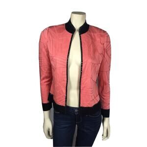 Ming Wang Womens XS Salmon Coral Knit Blazer Shell‎ Career Rhinestones